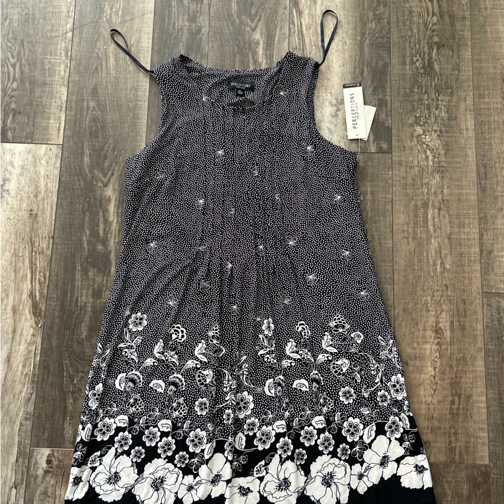 Perceptions Black and White Floral Dress  40 Bust Large  NEW  DB2